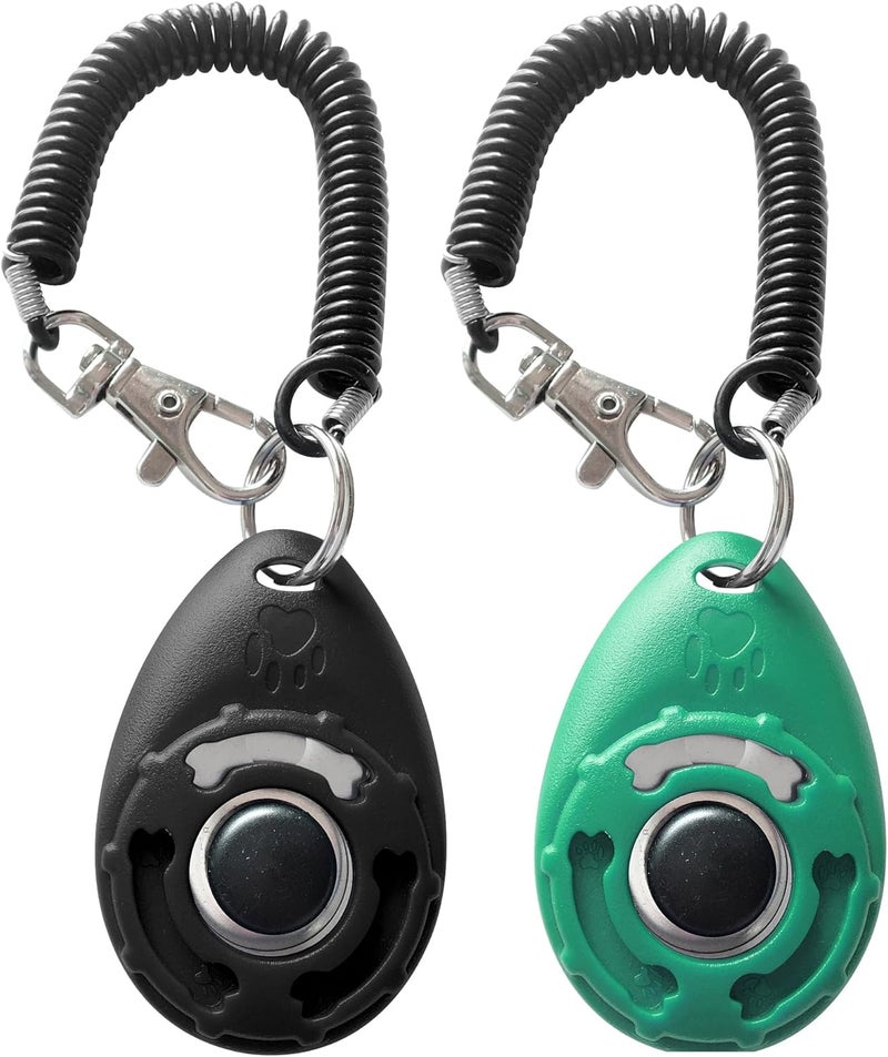 HoAoOo Pet Training Clicker with Wrist Strap - Dog Training Clickers (Black +Bluegreen) - Image 1